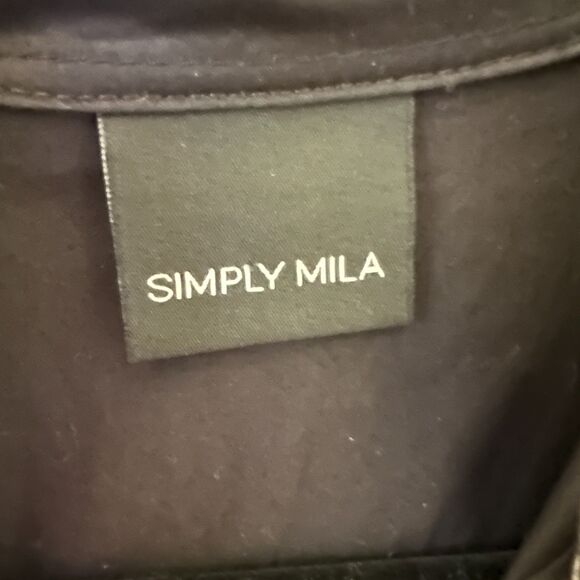 Simply Mila USA Black + White Block Button Up Cotton Shirt Dolman Sleeves M - Picture 7 of 8